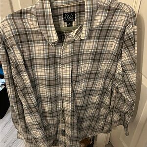 Jos. A. Bank Men's Casual Plaid Shirt - Gray and White